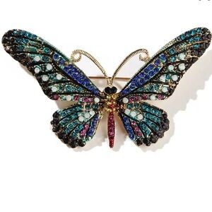 Monarch Blue Ombre Gold Butterfly Brooch
